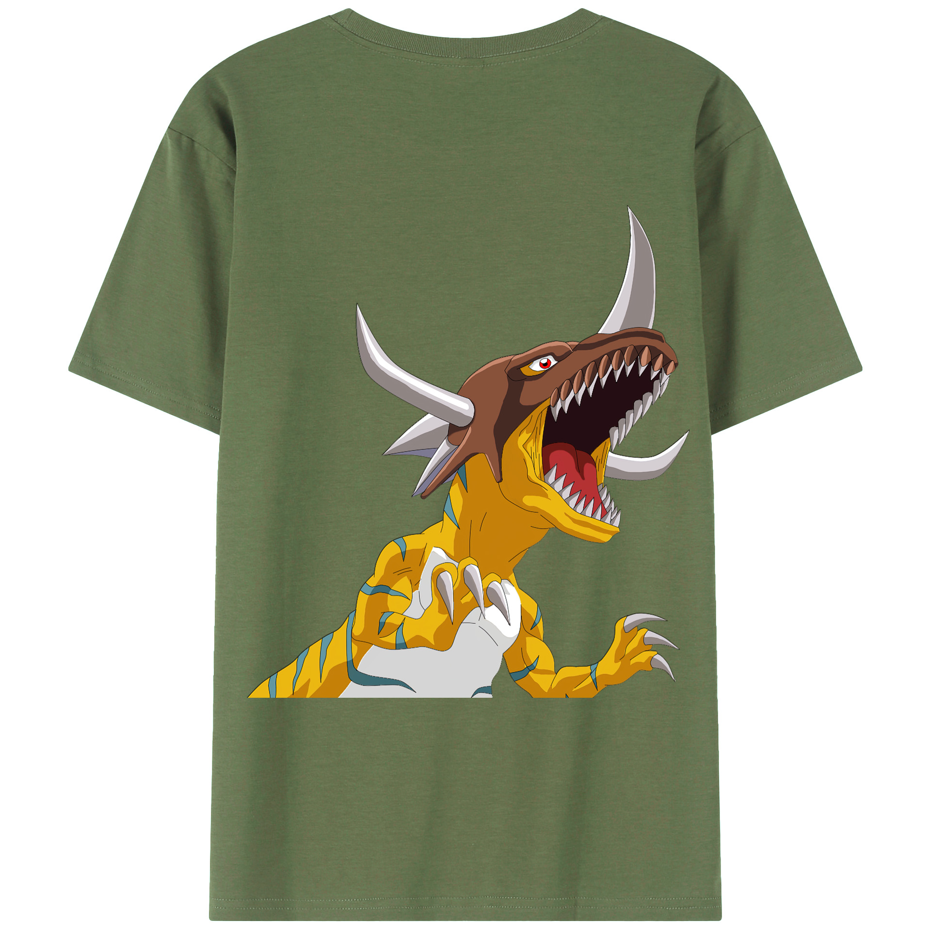 （画像用） Digimon デジタルモンスター/デジモン 綿100％ メンズ半袖Tシャツ（バックプリント） 通気性
